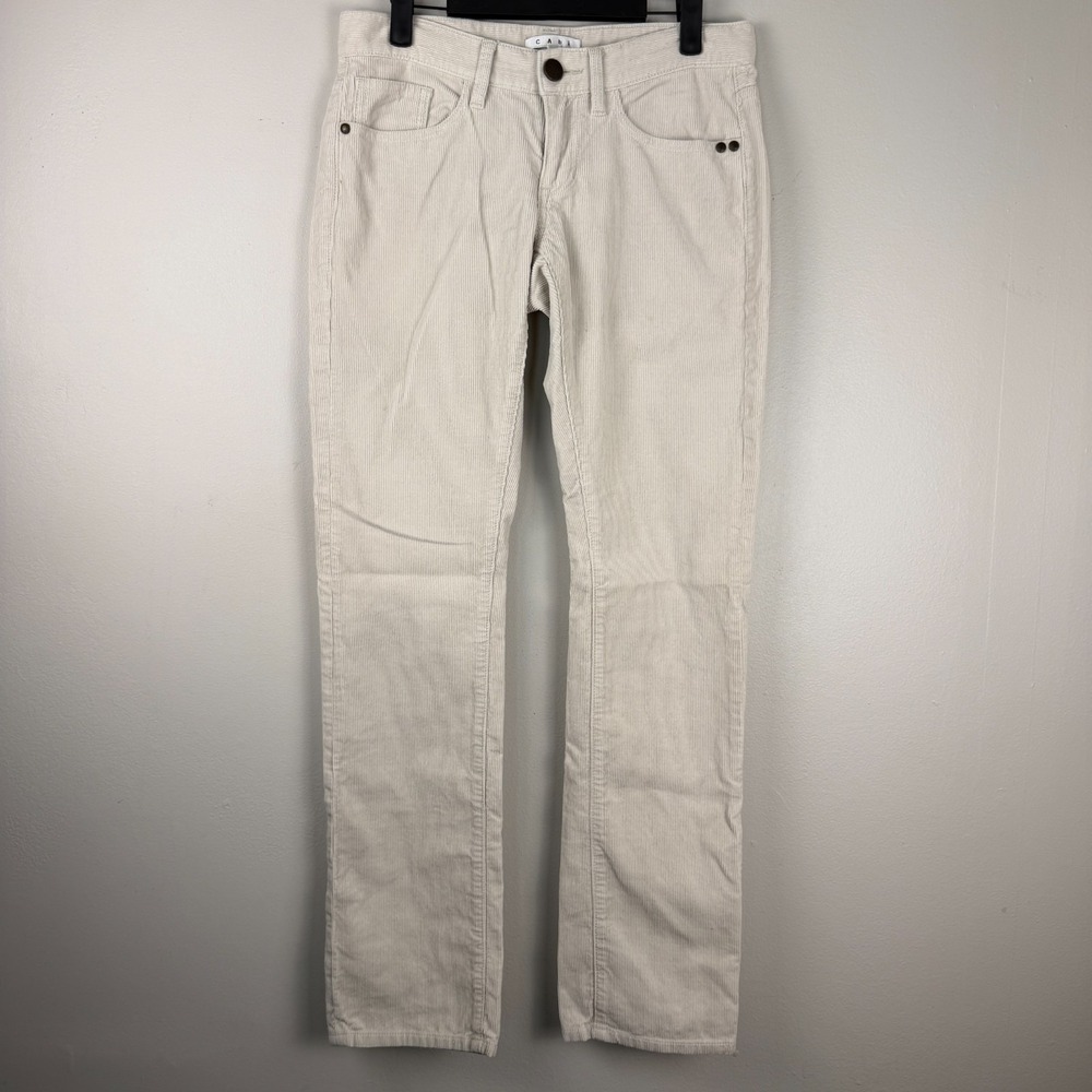 CAbi Corduroy Pants Womens 2 (30x31.5) Cream 100% Cotton Low-Rise Straight Leg